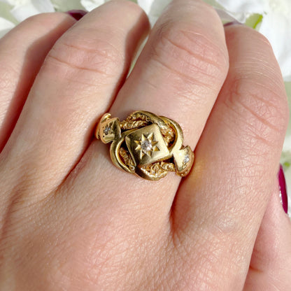 Sonya 18k Antique Diamond Lovers Knot Ring
