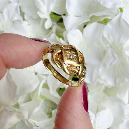 Sonya 18k Antique Diamond Lovers Knot Ring