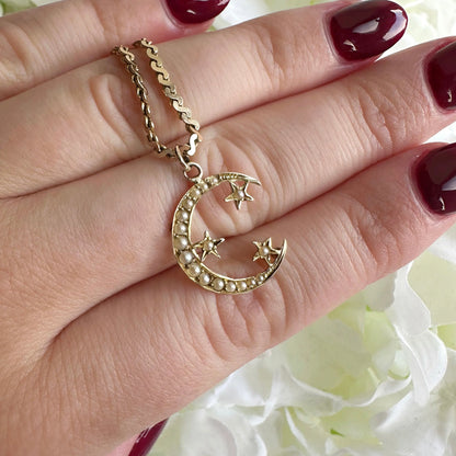 Estelle Victorian Moon Pendant Peach and Willow