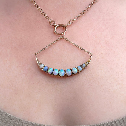 Isadora Converted Victorian Opal Crescent Moon Pendant