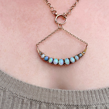 Isadora Converted Victorian Opal Crescent Moon Pendant
