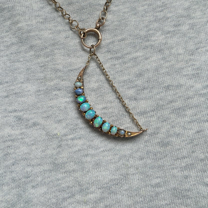 Isadora Converted Victorian Opal Crescent Moon Pendant