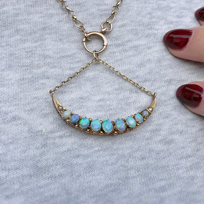 Isadora Converted Victorian Opal Crescent Moon Pendant