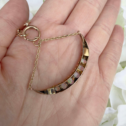 Isadora Converted Victorian Opal Crescent Moon Pendant