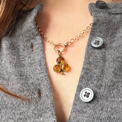 Clarence 9k Victorian Citrine Trefoil Pendant Charm