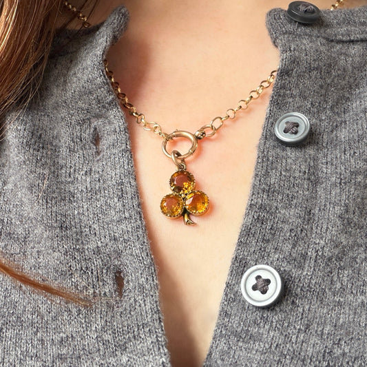 Clarence 9k Victorian Citrine Trefoil Pendant Charm