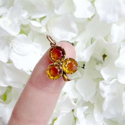 Clarence 9k Victorian Citrine Trefoil Pendant Charm