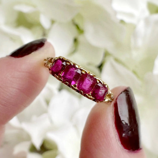 Theodora 18ct Gold Ruby Ring Peach and Willow