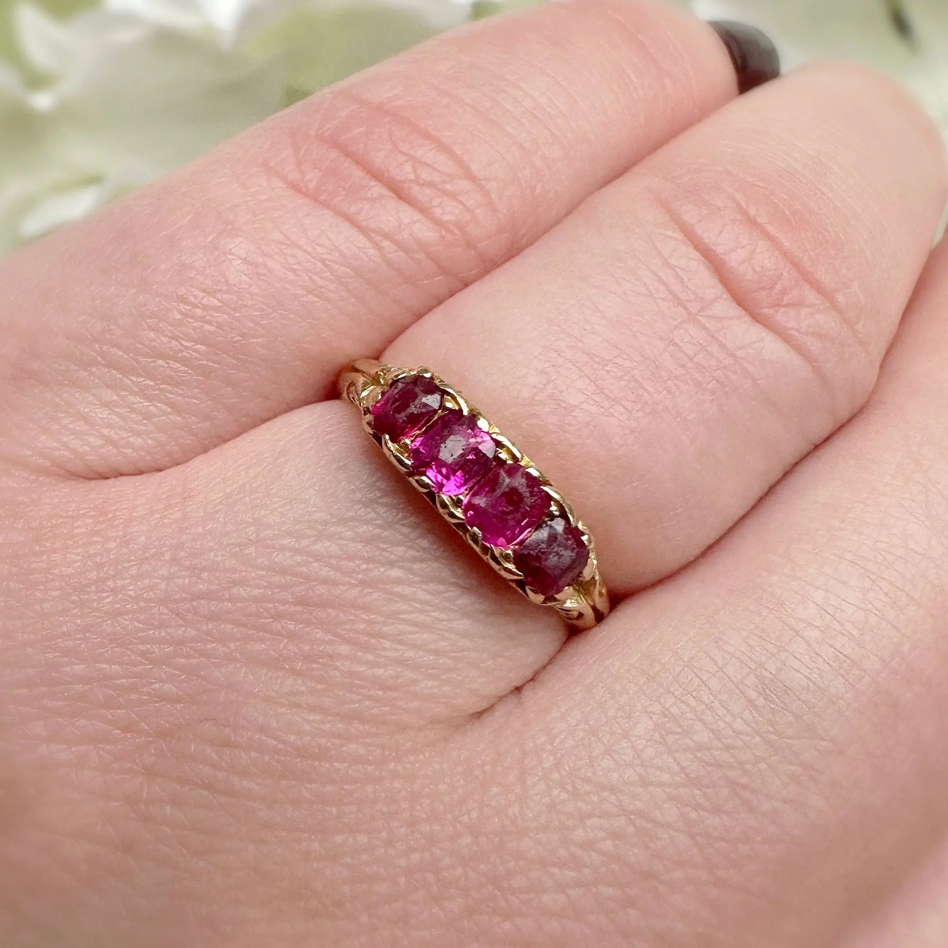 Theodora 18ct Gold Ruby Ring Peach and Willow