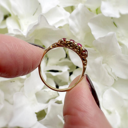 Theodora 18ct Gold Ruby Ring Peach and Willow