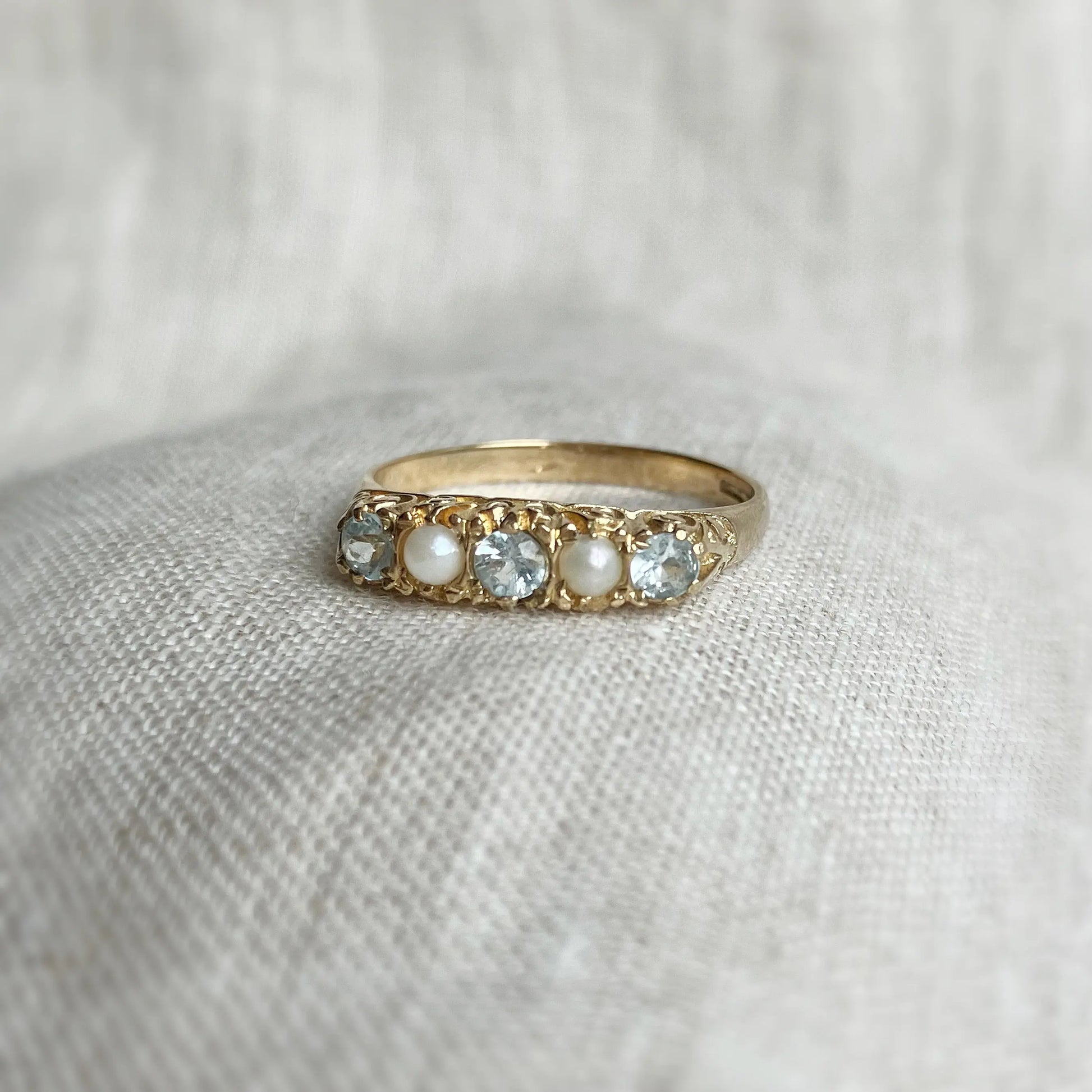 Naomi Pearl and Topaz Ring Peach and Willow