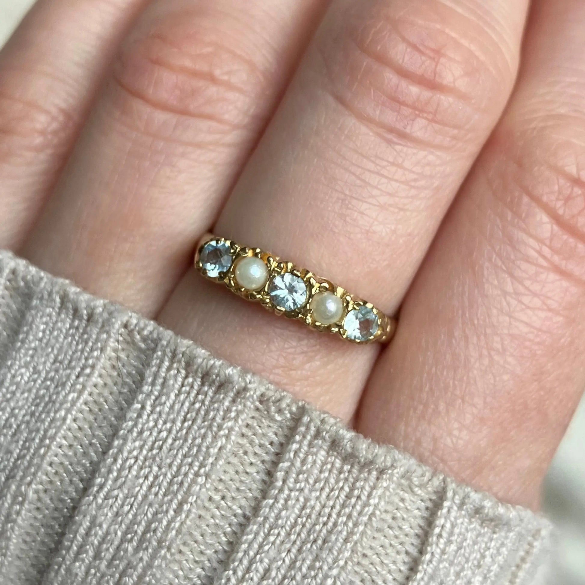 Naomi Pearl and Topaz Ring Peach and Willow