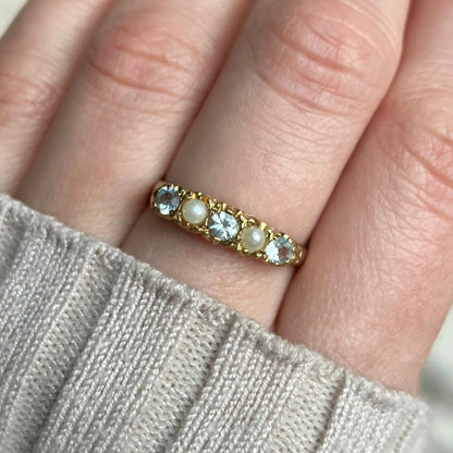 Naomi Pearl and Topaz Ring Peach and Willow