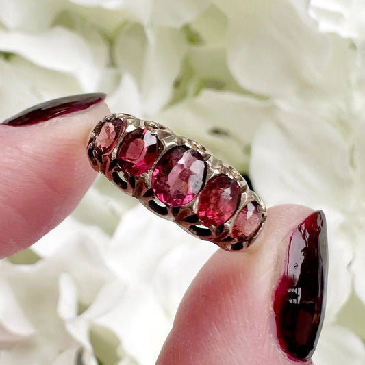 Ophelia 9ct Edwardian Garnet Ring Peach and Willow