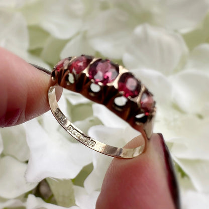 Ophelia 9ct Edwardian Garnet Ring Peach and Willow