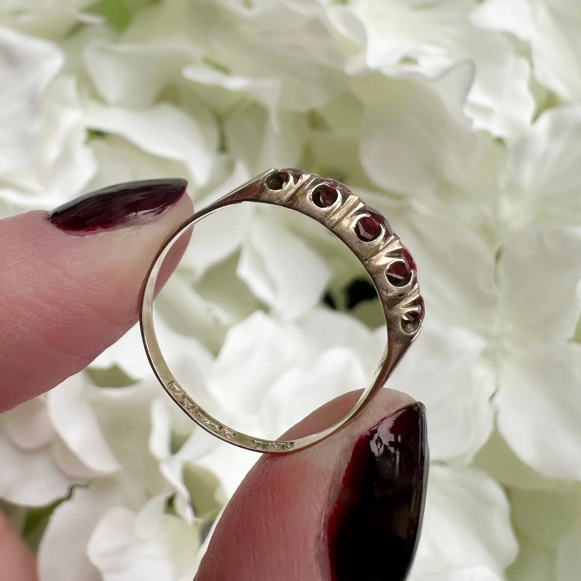 Ophelia 9ct Edwardian Garnet Ring Peach and Willow