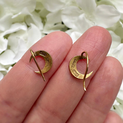 Marie 15ct Victorian Crescent Moon Pearl Earrings Peach and Willow