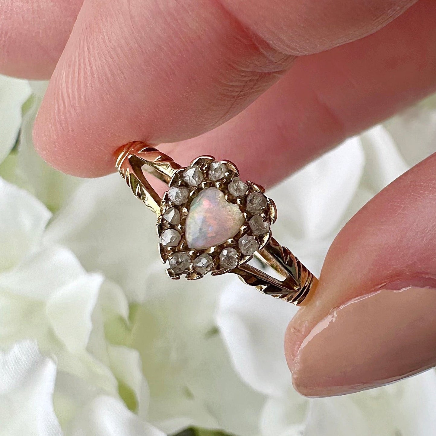 Annalisa 18ct Edwardian Opal Diamond Heart Ring