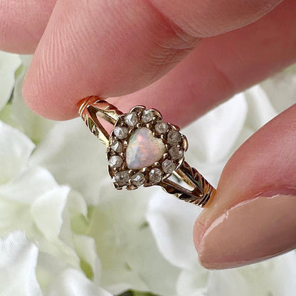 Annalisa 18ct Edwardian Opal Diamond Heart Ring