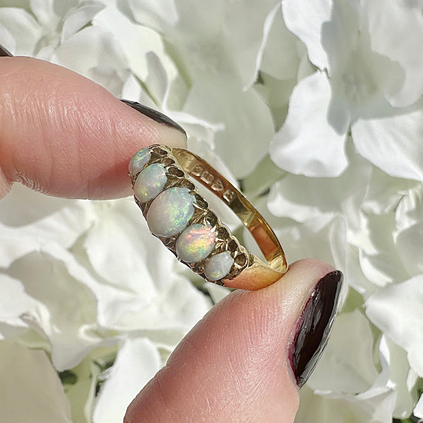 Tabitha 18k Gold Edwardian Five Stone Opal Ring