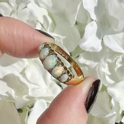 Tabitha 18k Gold Edwardian Five Stone Opal Ring
