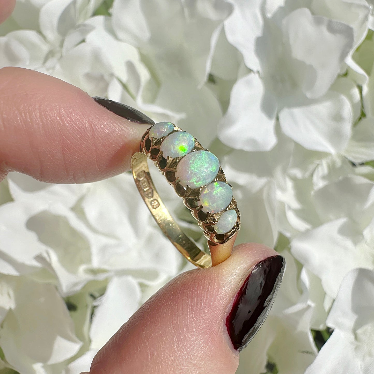 Tabitha 18k Gold Edwardian Five Stone Opal Ring