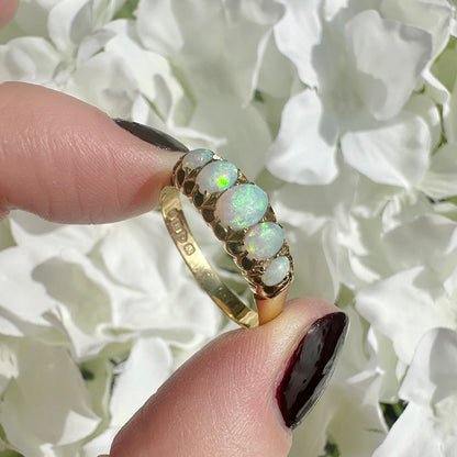 Tabitha 18k Gold Edwardian Five Stone Opal Ring
