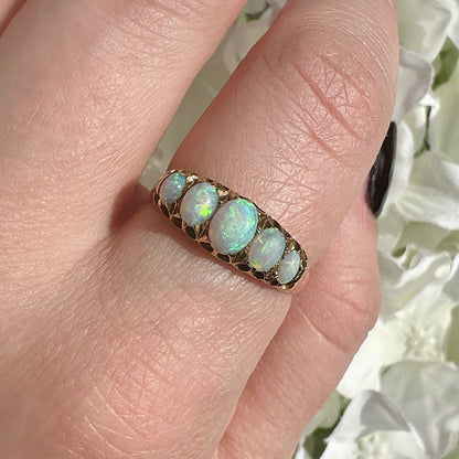 Tabitha 18k Gold Edwardian Five Stone Opal Ring