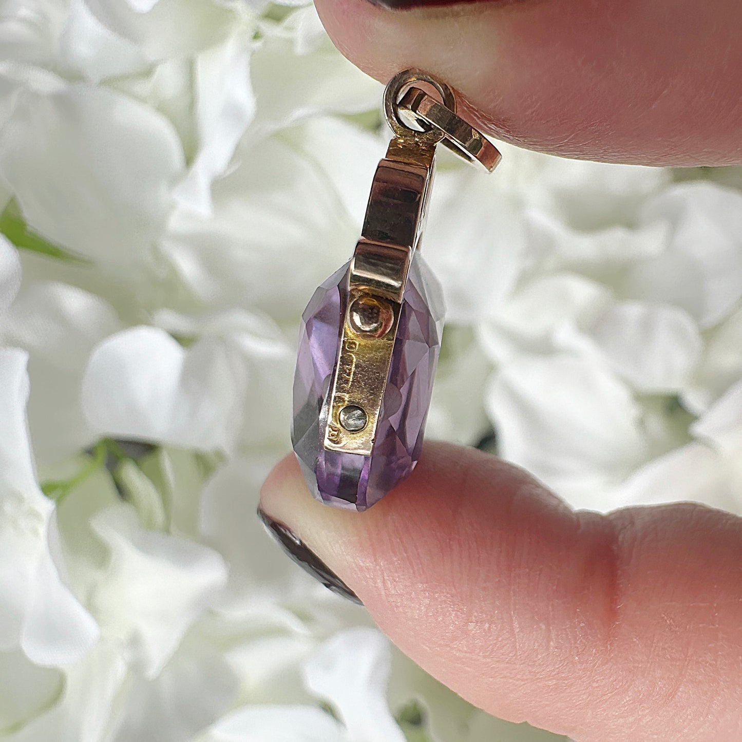 Lyssa 9ct Antique Amethyst Spinning Fob Pendant