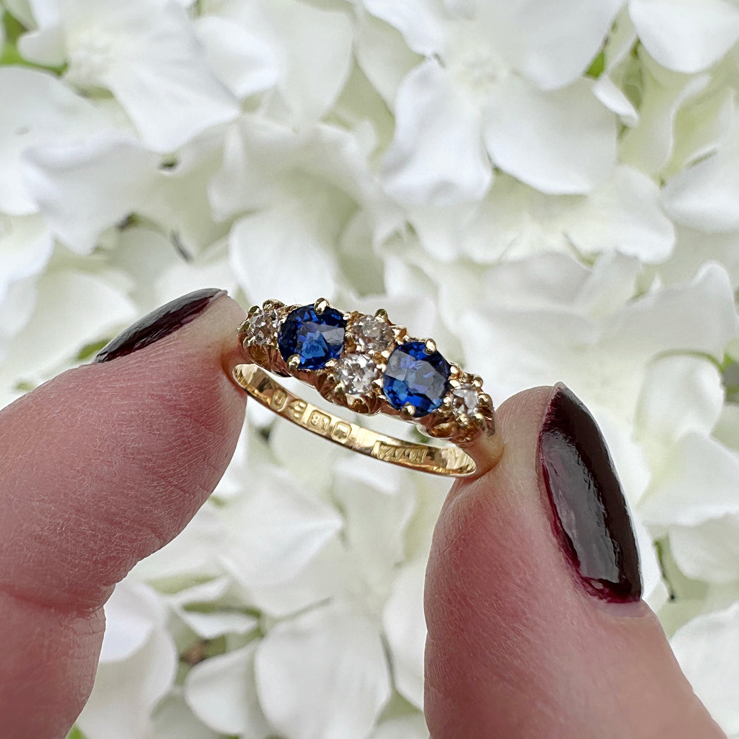 Delphine 18k Victorian Sapphire and Diamond Ring