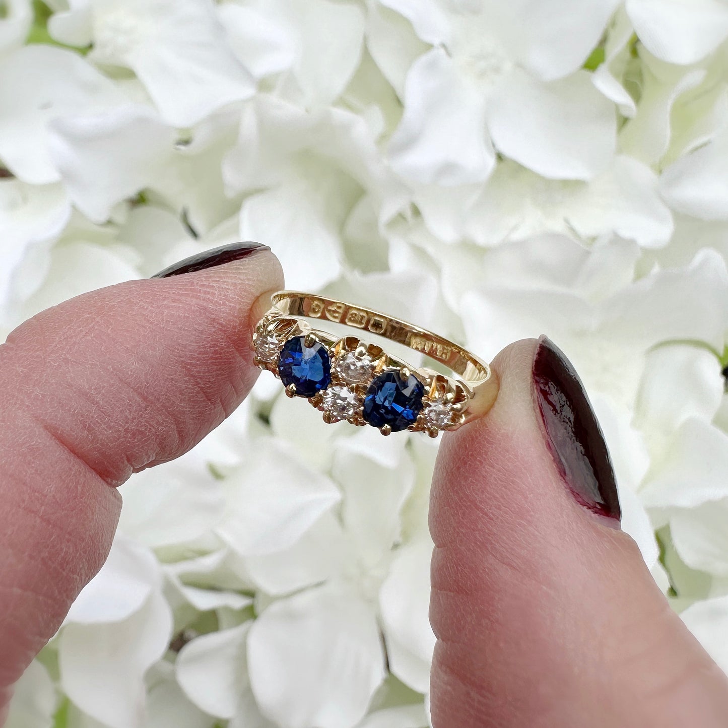 Delphine 18k Victorian Sapphire and Diamond Ring