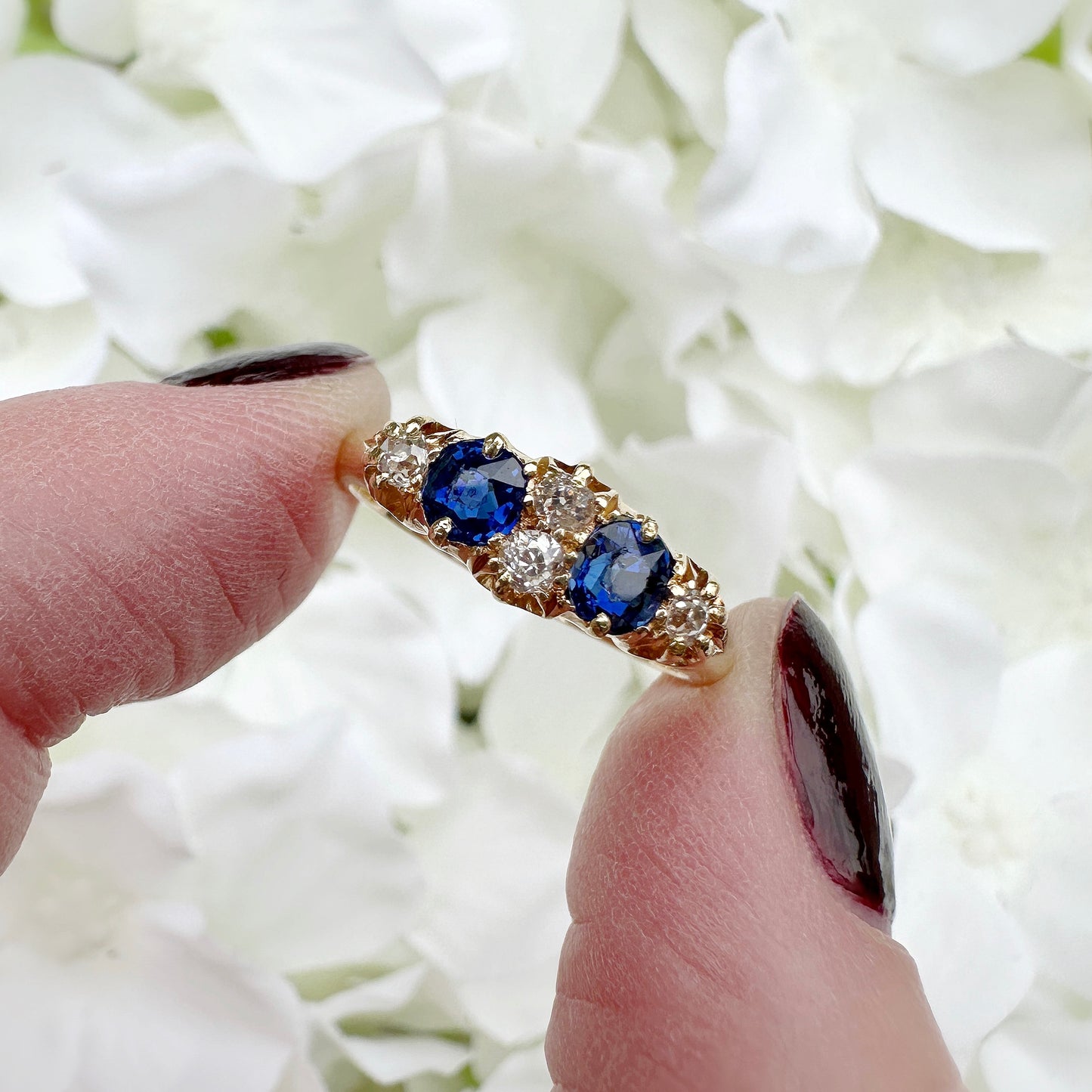 Delphine 18k Victorian Sapphire and Diamond Ring