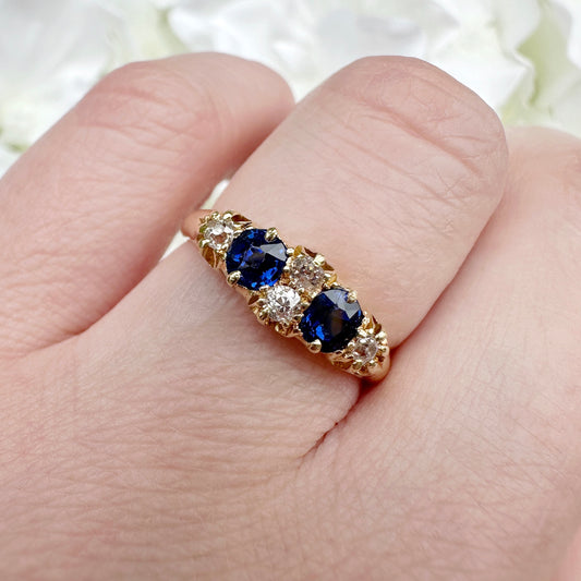 Delphine 18k Victorian Sapphire and Diamond Ring