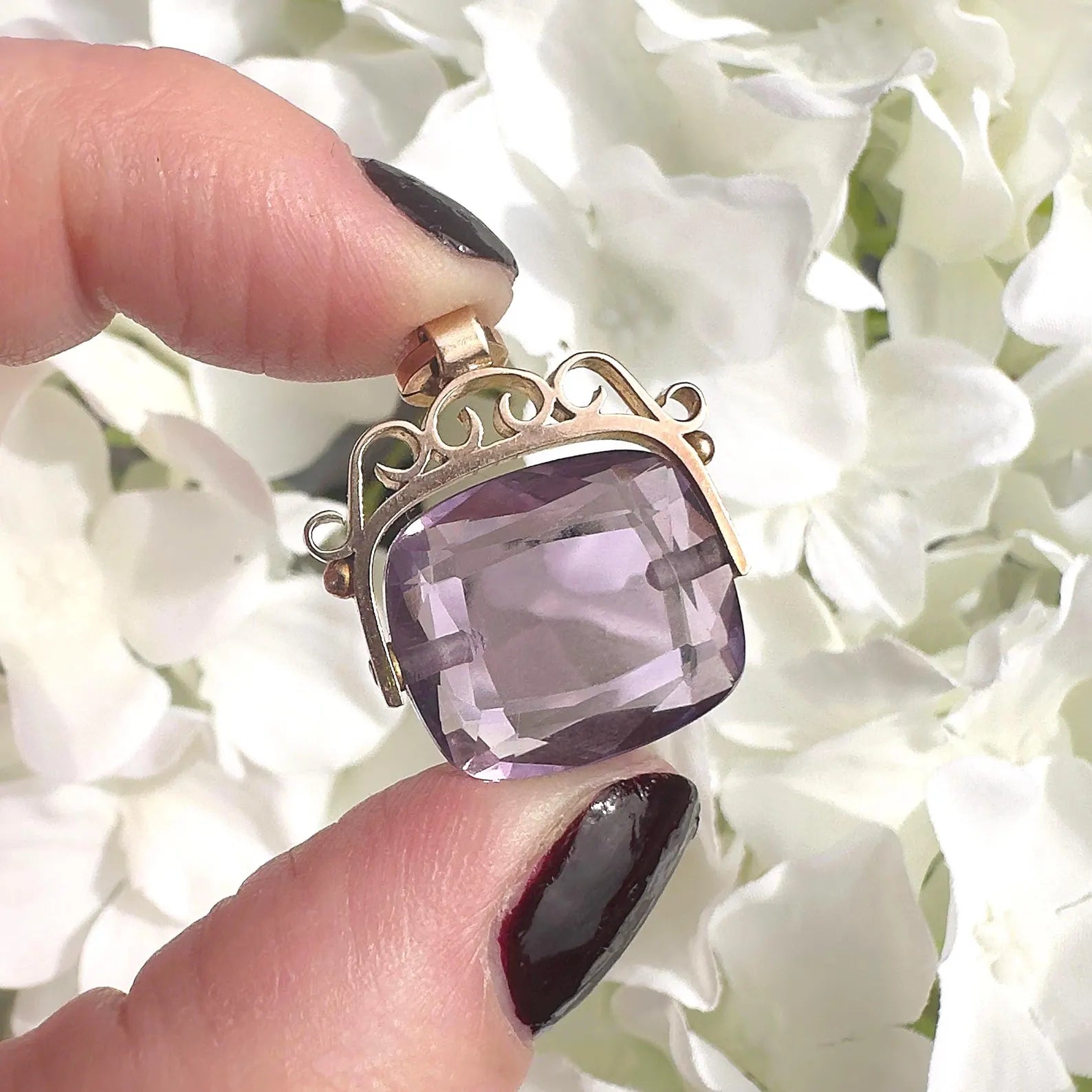 antique amethyst glass swivel fob