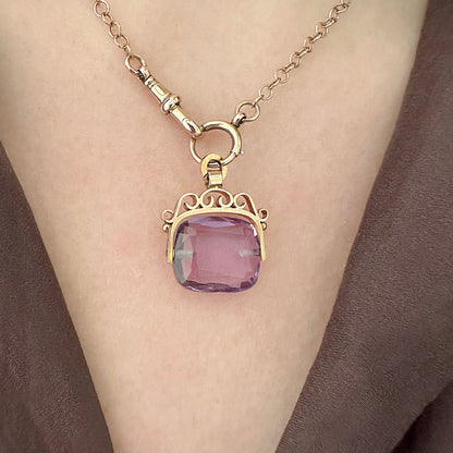antique amethyst glass swivel fob