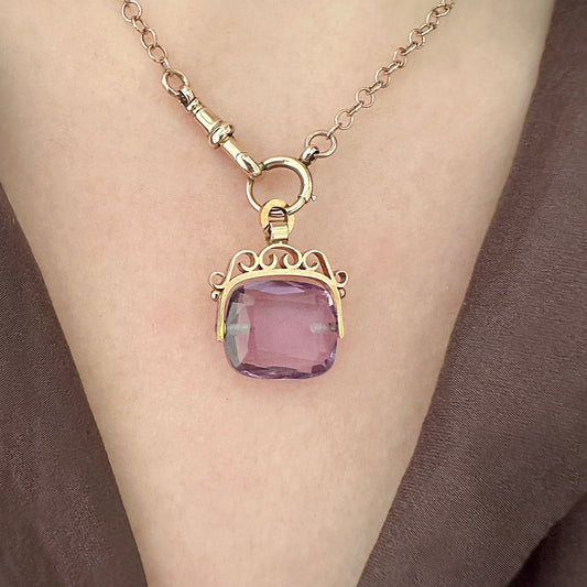 antique amethyst glass swivel fob