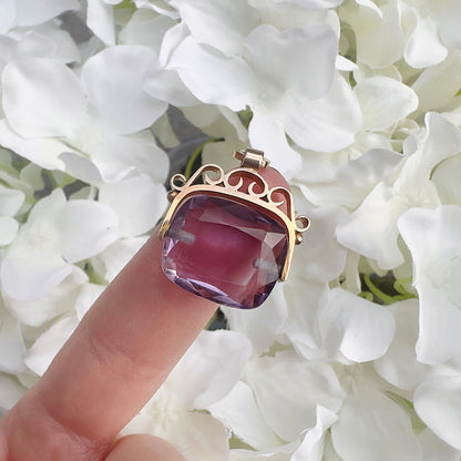 antique amethyst glass swivel fob