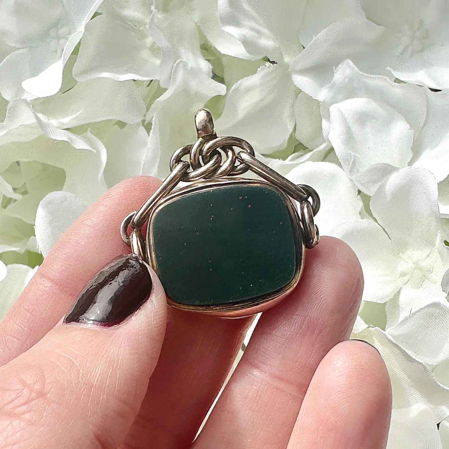 antique Edwardian 9ct gold bloodstone and carnelian spinner fob