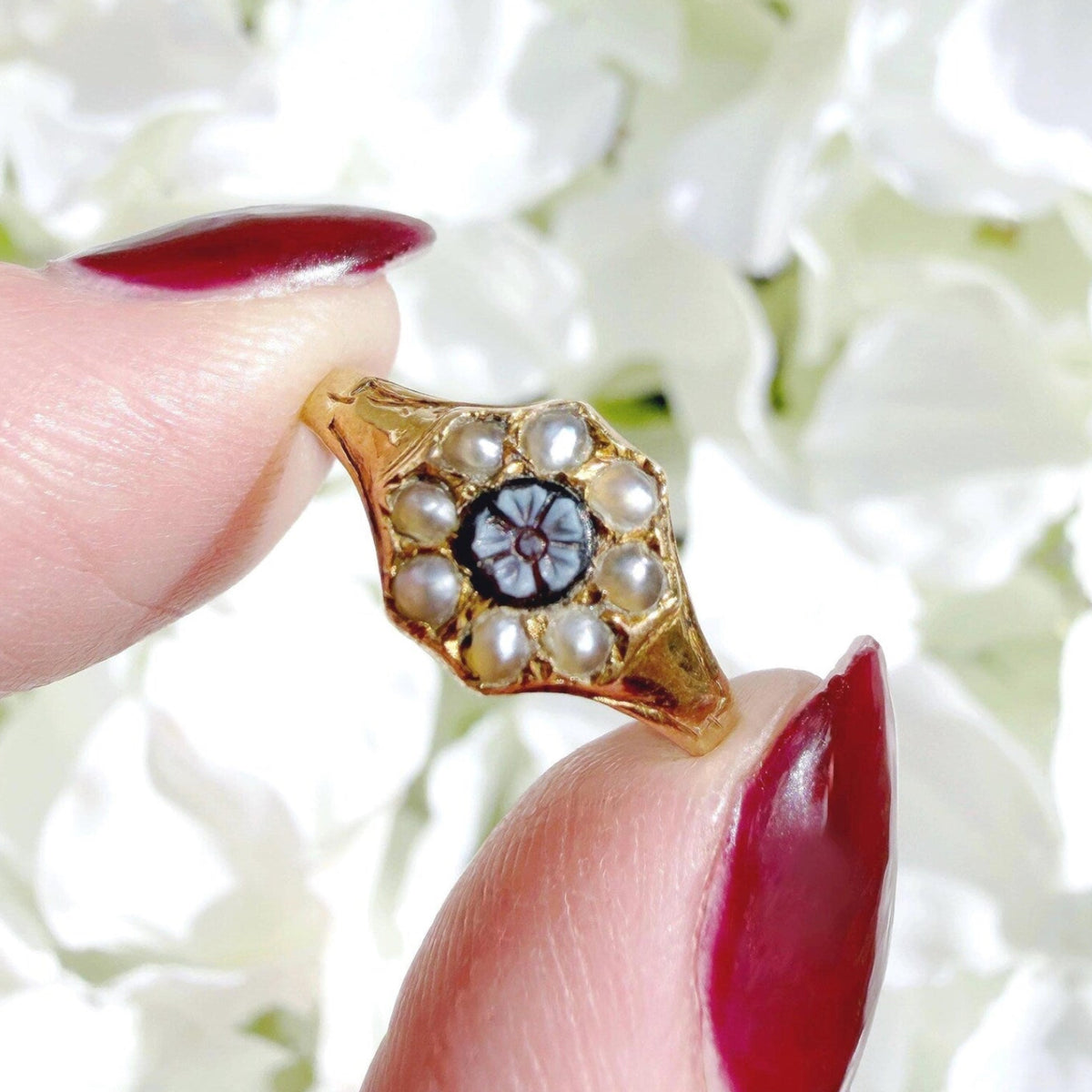 victorian sardonyx forget me not ring