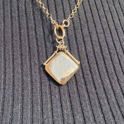victorian 10k gold square locket pendant
