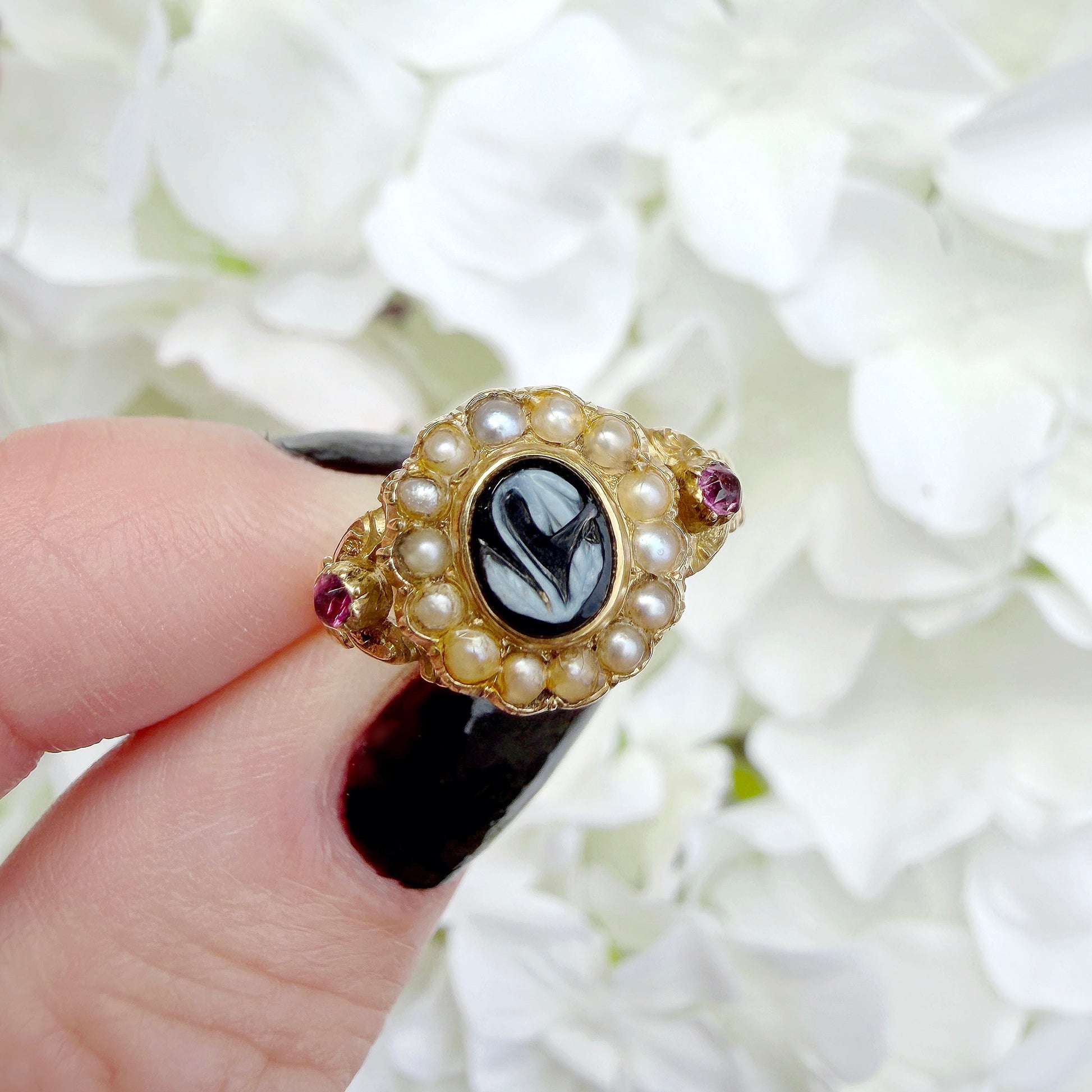 victorian bluebell sardonyx cameo ring