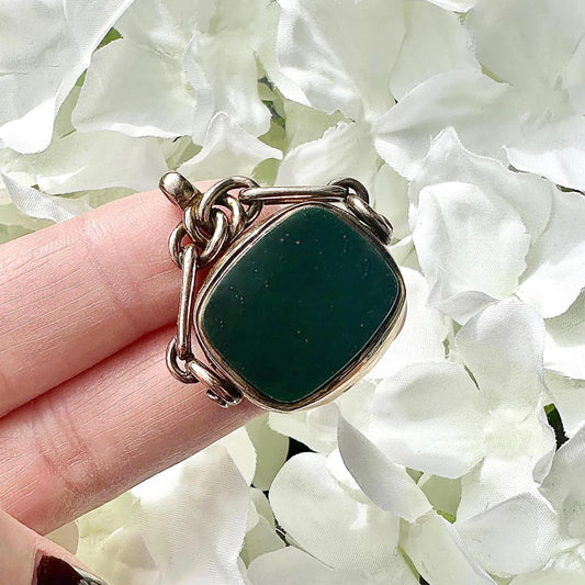 antique Edwardian 9ct gold bloodstone and carnelian spinner fob