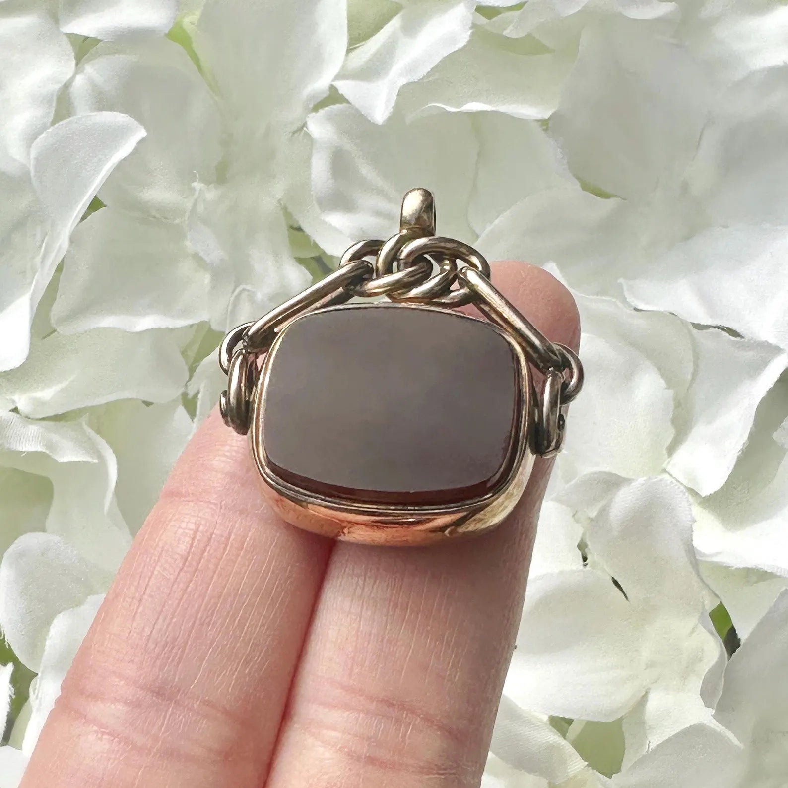 antique Edwardian 9ct gold bloodstone and carnelian spinner fob