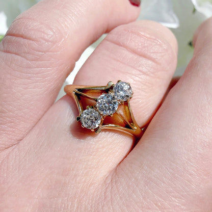 antique gold diamond engagement ring trilogy