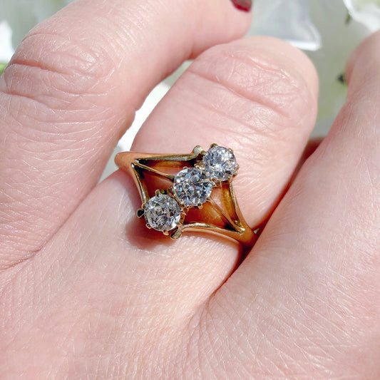 antique gold diamond engagement ring trilogy