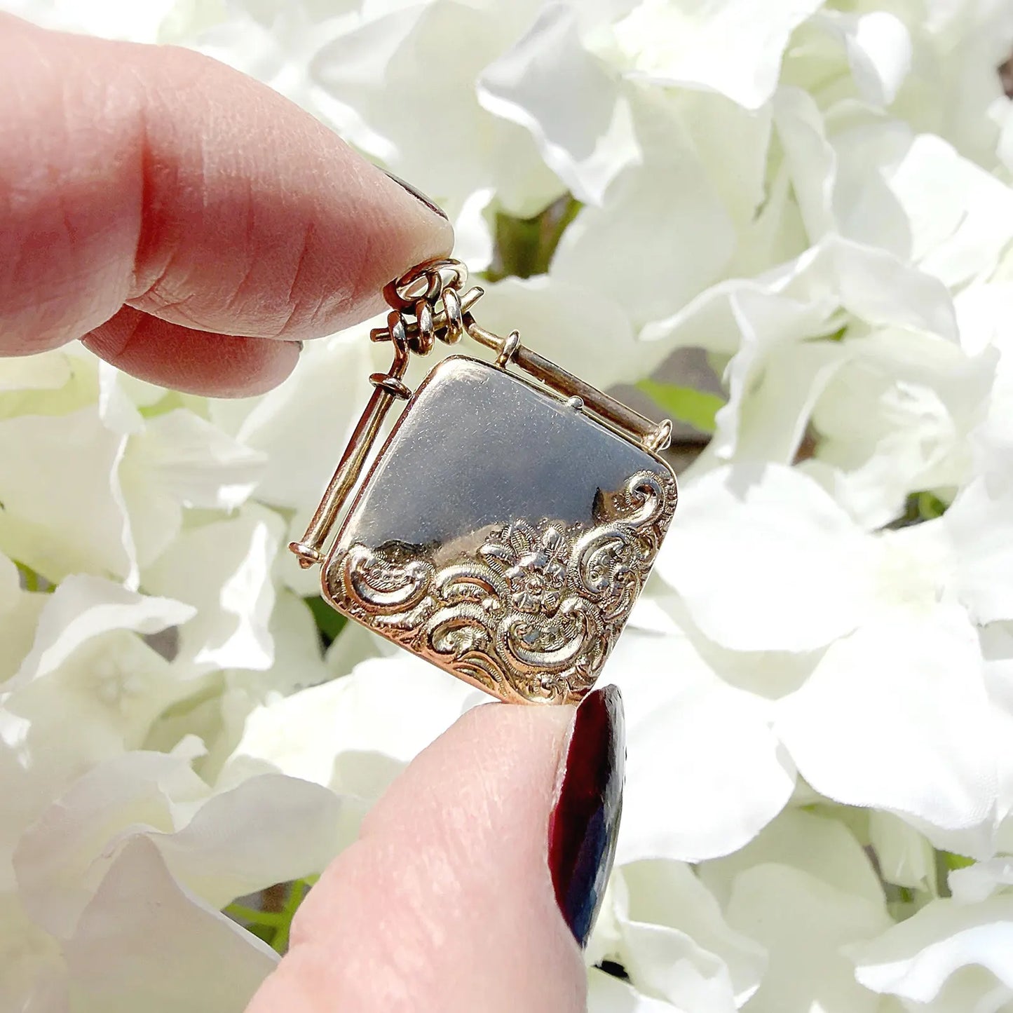 victorian 10k gold square locket pendant