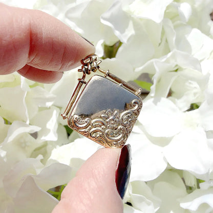 victorian 10k gold square locket pendant