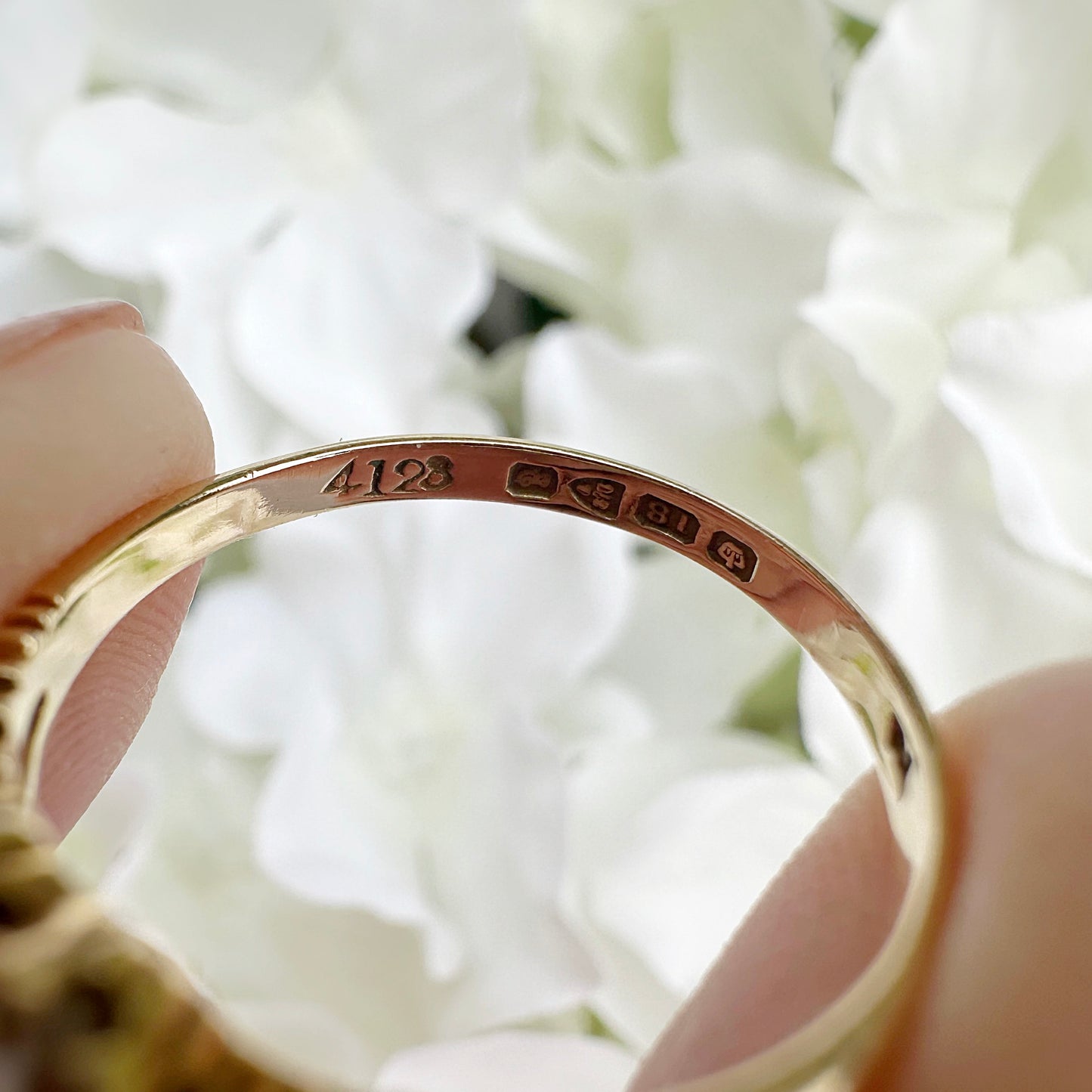 antique 18ct gold Edwardian opal heart and diamond chip ring