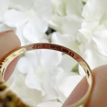 antique 18ct gold Edwardian opal heart and diamond chip ring