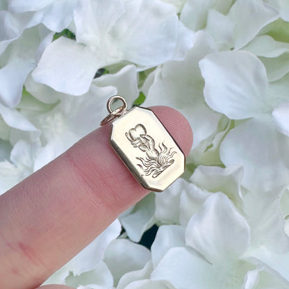 hand engraved 9ct gold pendant strength